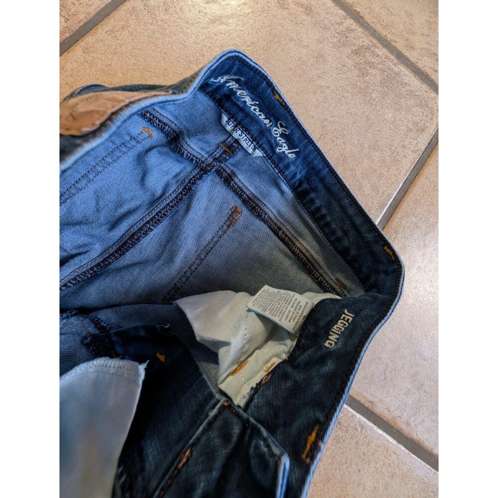 American Eagle Outfitters Jegging Size 0 Dark Denim Stretch Skinny Low Rise Y2K - Picture 3 of 6